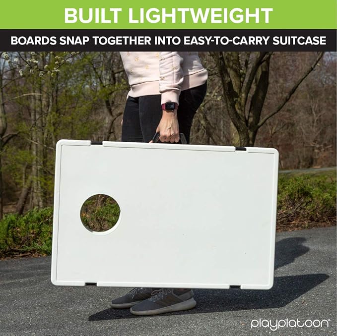 Play Platoon All Weather Cornhole Set with Two Portable Plastic Cornhole Boards and 8 Bean Bags
