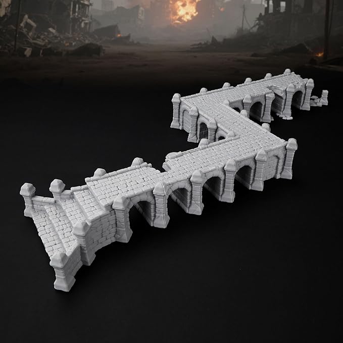AF687 Broken Viaduct – DND Terrain for Dungeon Masters, 28PCS RPG Starter Set with Modular Bridge Ruins, Perfect Beginner Bundle for TTRPG and Tabletop Campaigns - Role Playing Buildings