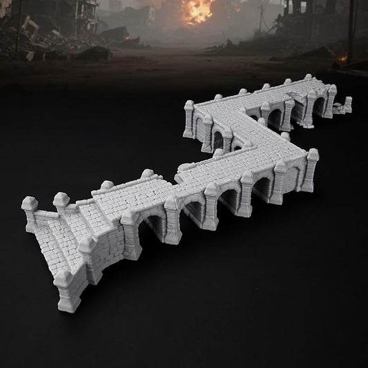 AF687 Broken Viaduct – DND Terrain for Dungeon Masters, 28PCS RPG Starter Set with Modular Bridge Ruins, Perfect Beginner Bundle for TTRPG and Tabletop Campaigns - Role Playing Buildings
