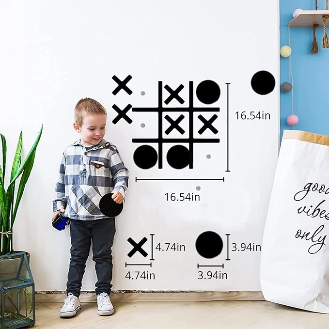 Magnetic Tic Tac Toe Wall-Mount Game,Game Room Decor,Hallway Decor,Playroom Decor,Modern Wall Decals for Kids Room,Classroom&Offices,Best Gift for Family, Friends (Black)