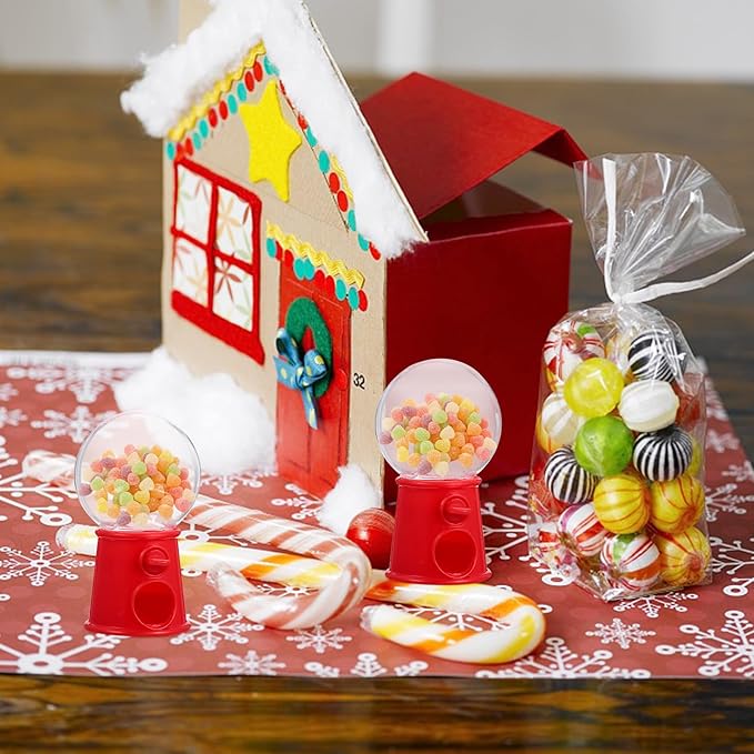 Amosfun 48pcs Mini Gumball Machines Christmas Party Supply Charming Candy Dispenser Creative Wedding Decorations