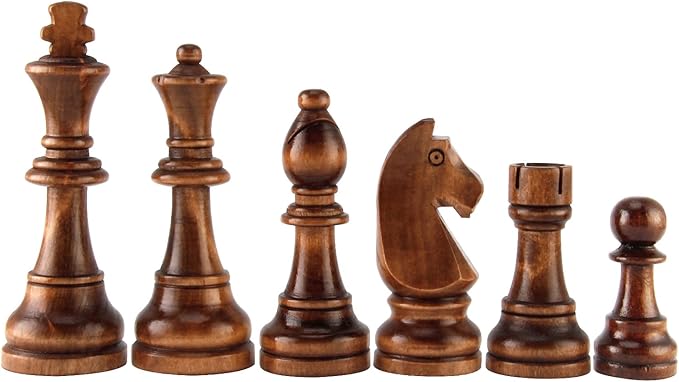 Amerous Chess Pawns Wooden Chessmen with 4.55" King Nature Wood Chess Pieces Hand Carved Figure Figurine, French Staunton Style