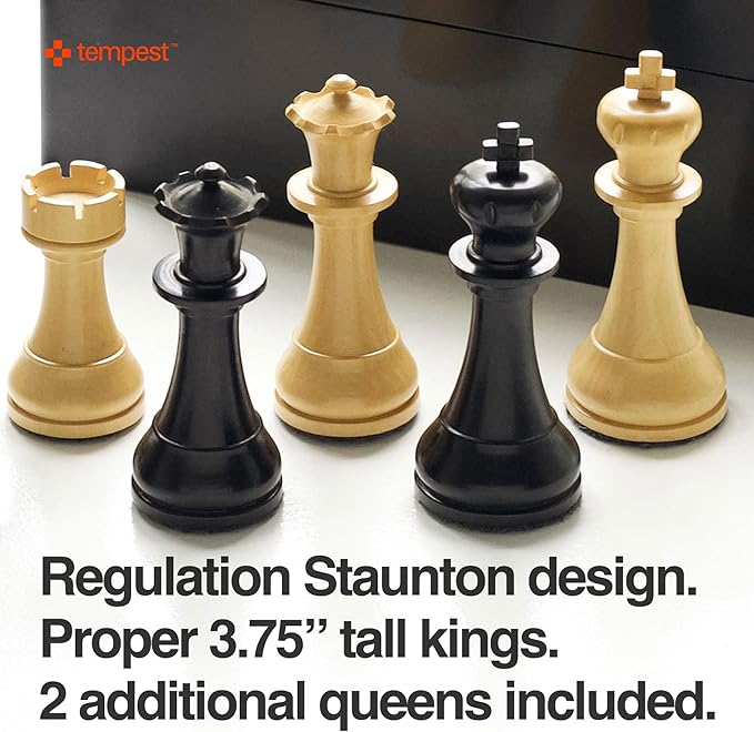 TEMPEST London 2013 Chess Ensemble (Without Clock) :: Wooden Chess Set + Hardwood Portable Chess Board + Weatherproof Carry-All Bag + Lacquer Storage Box + Scorebook