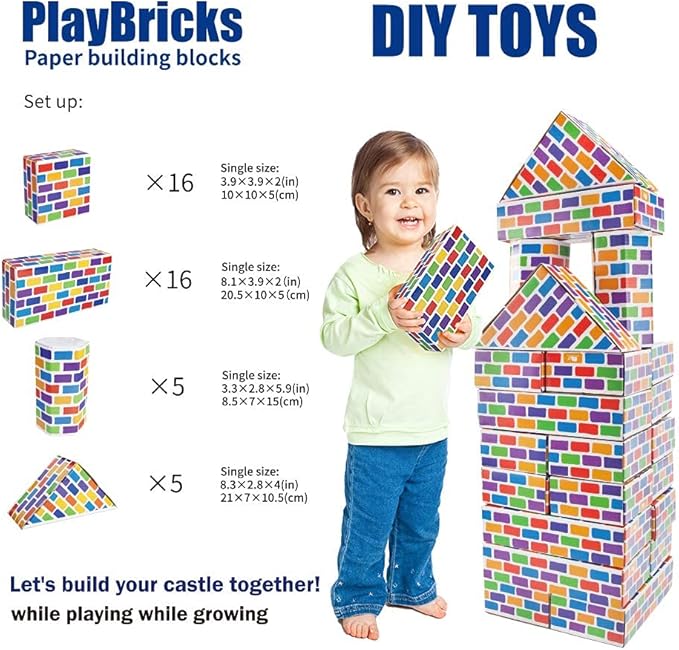 Deluxe Jumbo Cardboard Blocks 42-Pack Extra-Thick Cardboard Building Blocks Mini Whale Paper Brick Toy