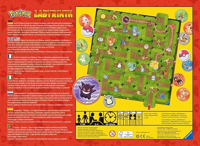 Ravensburger Pokemon Labyrinth - A Fun Family Board Game and Pokémon Toy for Kids & Adults | Age 7 & Up | Great Pokémon Gift | Engaging Gameplay | High Replay Value | 2-4 Players