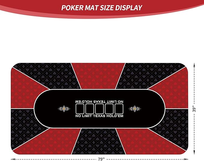 nuveti 79 x 39 Foldable Texas Poker Card Tabletop Layout Portable Anti-Slip Rubber Board Game Mat Smooth Premium Surface, Noise Reduction Poker Mat for Table