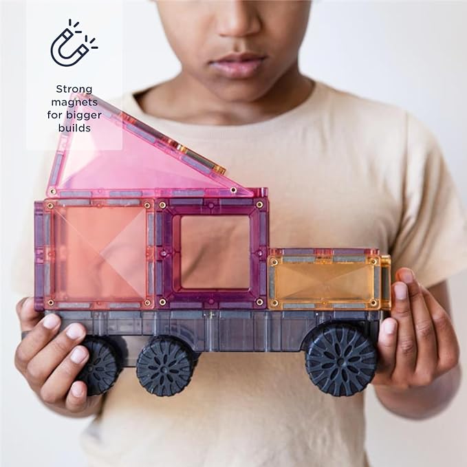 Connetix Magnetic Tiles Pastel Transport Pack, 50 Pieces