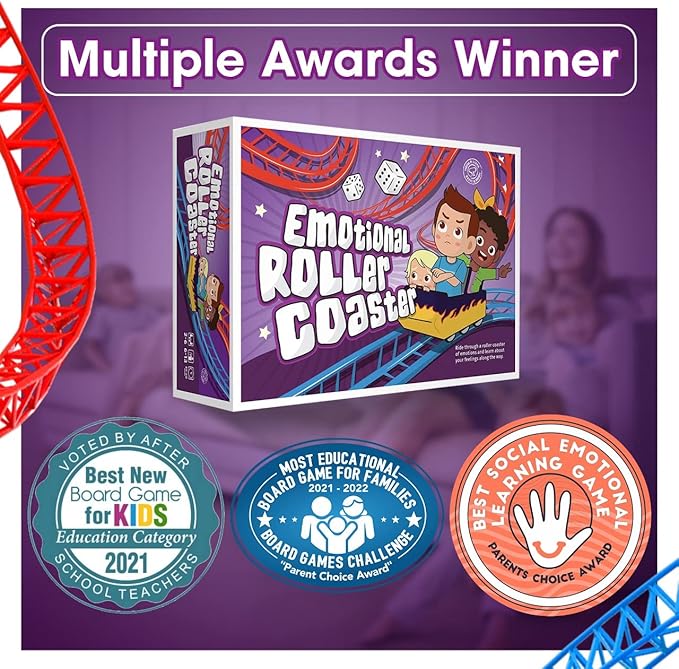 Emotional Rollercoaster | Anger Management Board Game For Kids & Families | Therapy Learning Resources | Anger Control Card Game | Emotion Board Games Games For Kids ages 4-8 -12 | Social Emotional