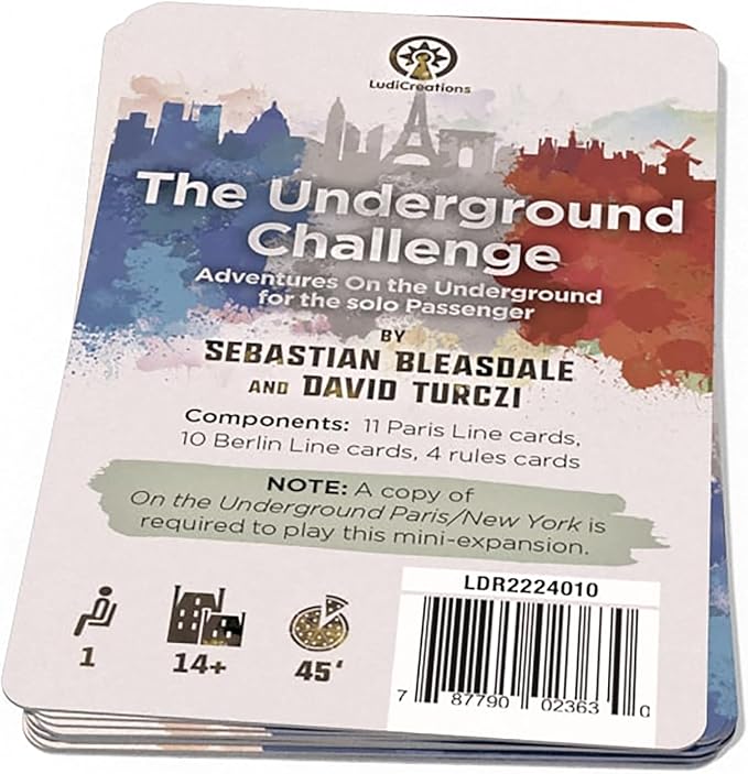 The Underground Challenge: Paris/New York - Solo Mini-Expansion for On The Underground, Train Board Game, Ages 14+, 1 Player, 60 Min