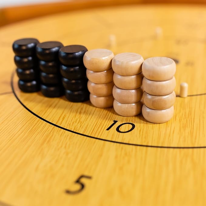 Tournament Crokinole & Checkers, 30" Official Crokinole Board Game | 26" Playing Surface, 24 Black & White Discs, Canadian Heritage Tabletop Games, Dexterity Krokinole Games Families and Friends