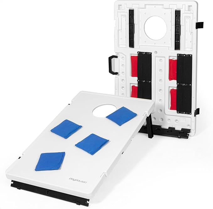 Play Platoon All Weather Cornhole Set with Two Portable Plastic Cornhole Boards and 8 Bean Bags