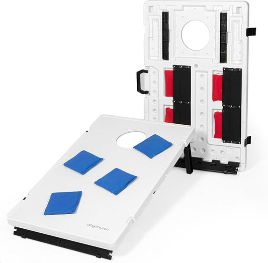 Play Platoon All Weather Cornhole Set with Two Portable Plastic Cornhole Boards and 8 Bean Bags