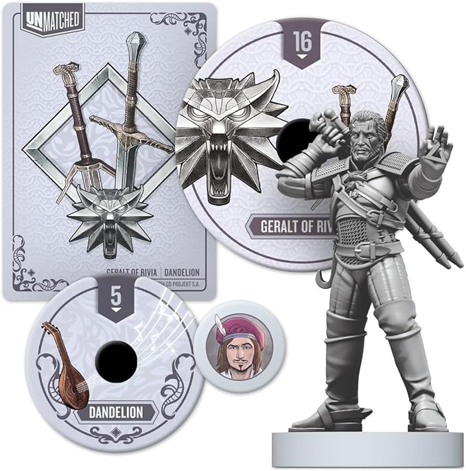 Restoration Games, Unmatched The Witcher Steel & Silver - Strategy Fighting Board Game - for 2 Players and Ages 9+