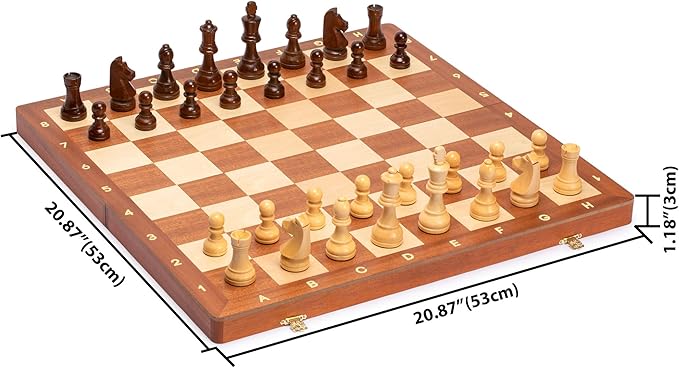 Husaria Professional Staunton Tournament No. 6 Wooden Chess Game Set with 2 Extra Queens, 3.9-inch Kings