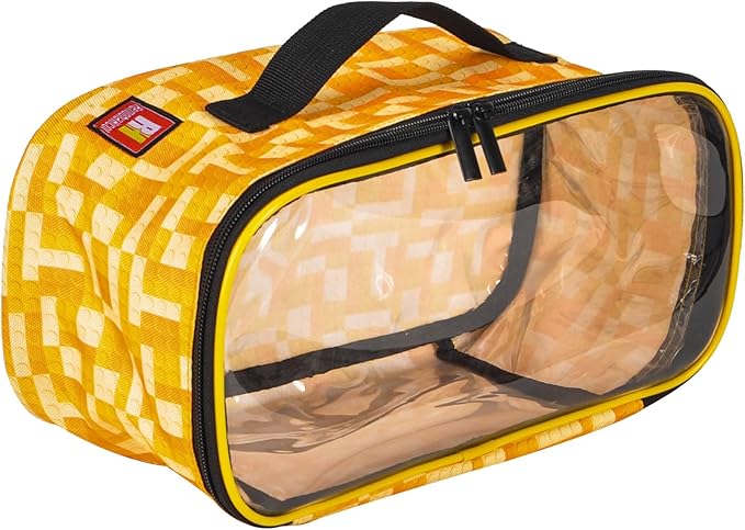 4-piece Kids Toy Storage Organizer Set Bag for Lego Building Bricks with See Through Clear TPU Top, Small Toy Packing Cube Bags, Clean Up Container case (grid pattern)