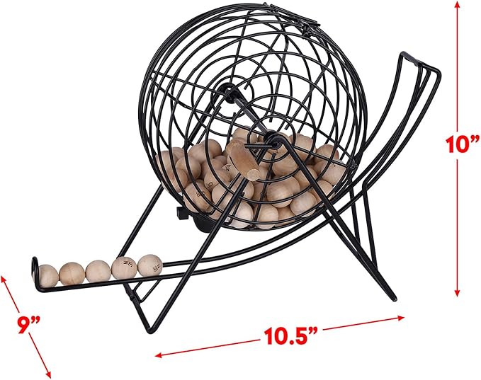 Professional Deluxe Bingo Game Set – Bundle with Dominoes Set – Bingo Balls with Cage – Cards - Storage Bag for Family Kids and Adults