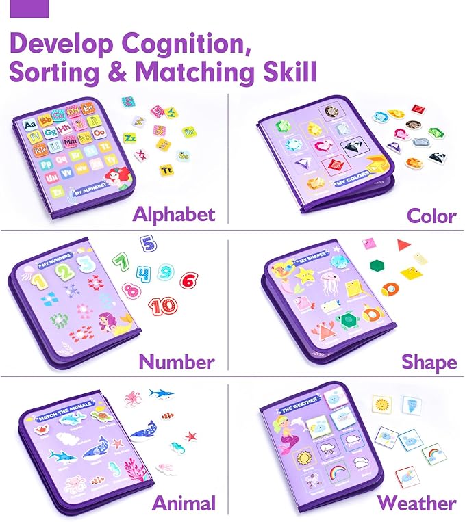 hahaland Busy Board Montessori Toys - 3 Year Old Girl Gifts Bithday Gift Ideas - 8 in 1 Preschool Learning Activities - Christmas Toddler Stocking Stuffers Gifts