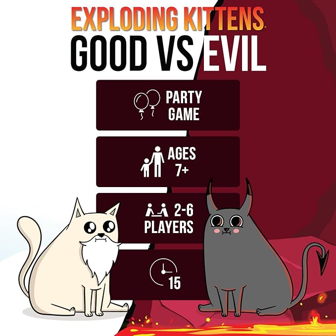 Exploding Kittens Good vs. Evil - 2-5 Players - Ages 7+ - Inspired by Netflix Show - High Stakes Family Card Game - Ideal for Party, Family Night - Animated Netflix Show