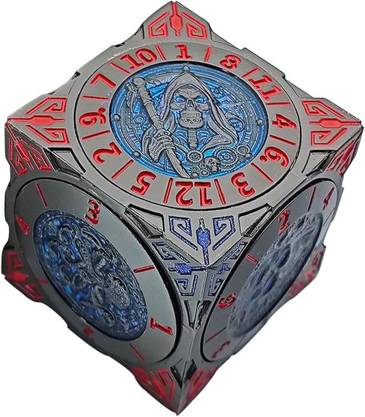 2025 New DND Spinner Dice, 7-in-1 Metal Dice Set with 3D Relief for Dungeons and Dragons Gifts, Polyhedral Roleplaying Game Dice, Fantasy D&D Tabletop RPG Accessories for DM & Player (Black Blue)