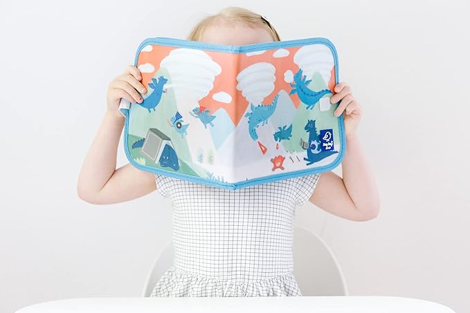 Jaq Jaq Bird Erasable Doodle Pad for Kids,Reusable Mess-Free Coloring and Toddlers Learning Toys-Chalkboard and Drawing Books-Includes 4 ButterSitx Chalks-Dragons