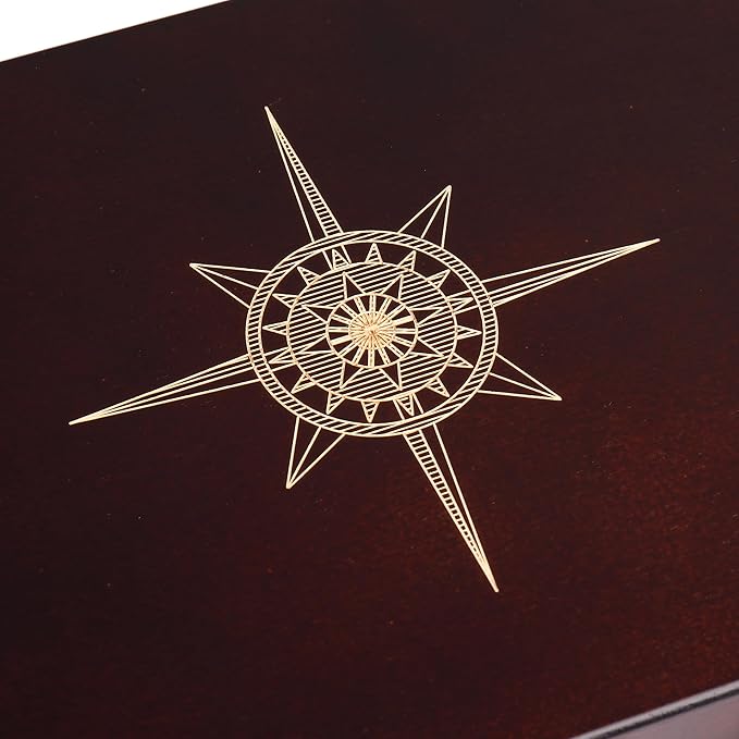 STERLING Games 12 Number Shut The Box Wooden Box Travel Case Nautical Theme Family Dice Game for Kids and Adults