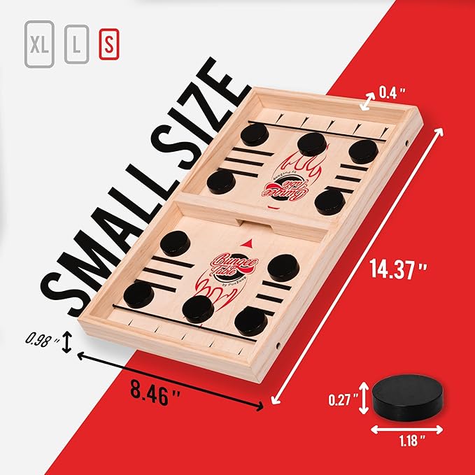 Fast Sling Puck Game - Test Your Speed and Accuracy with This Fast-Paced Wooden Air Hockey Board Game - Guaranteed Fun for Family Night or Friends Party