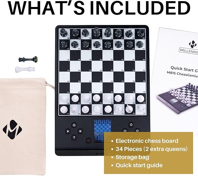 Millennium Electronic Chess Board Set - Beginner to Advanced Players - Interactive Strategy & Learning - Magnetic Pieces - 1-2 Player - Smart AI Chess Board - LCD Display