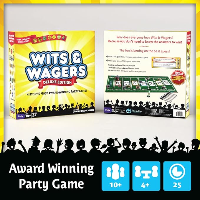 North Star Games Wits & Wagers Deluxe Board Game Award Winning Trivia Game - 4+ Players - Ultimate Party Game for Family, Teens and Adults.
