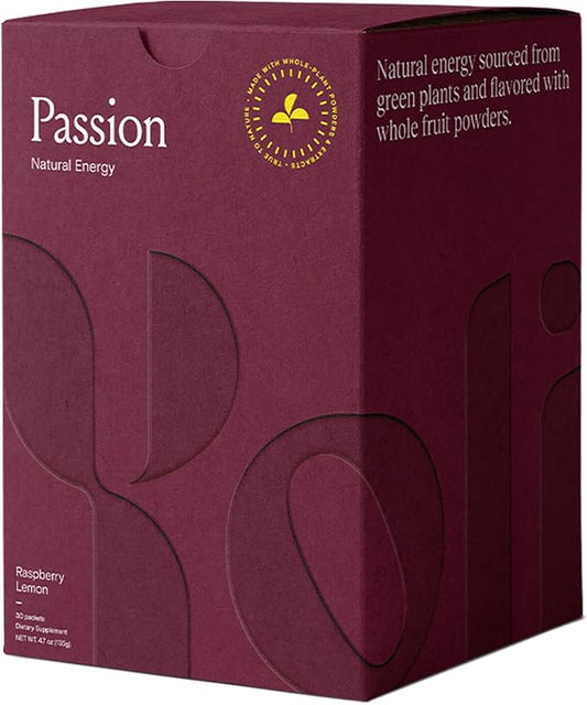 Yoli® Passion Energy Drink Powder Mix - Natural Energy Drink Mix for Endurance and Stamina, 30 Packets - Raspberry Lemon