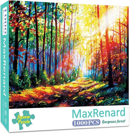 MaxRenard Game Jigsaw Puzzle 1000 Pieces for Adult Scenery Gorgeous Forest Challenge Toy Pieces Fit Together Perfectly