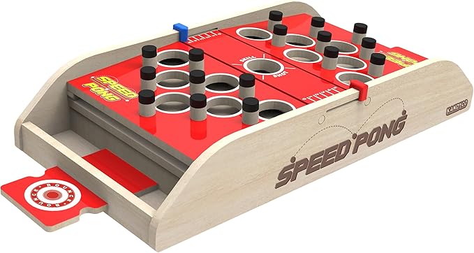 Speed Pong - Ball Bouncing Table Top Game for All Ages, Wooden 2-Player Challenge Game, Fun for Kids & Adults, Perfect for Parties & Family Gatherings