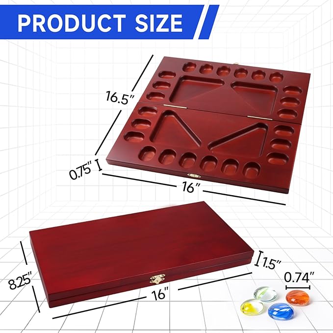 GSE Games & Sports Expert 4-Player Mancala Board Game with Multi-Color Glass Stones, Folding Wooden 4-Way Mancala Family Travel Strategy Games Set for Kids & Adults (Mahogany)