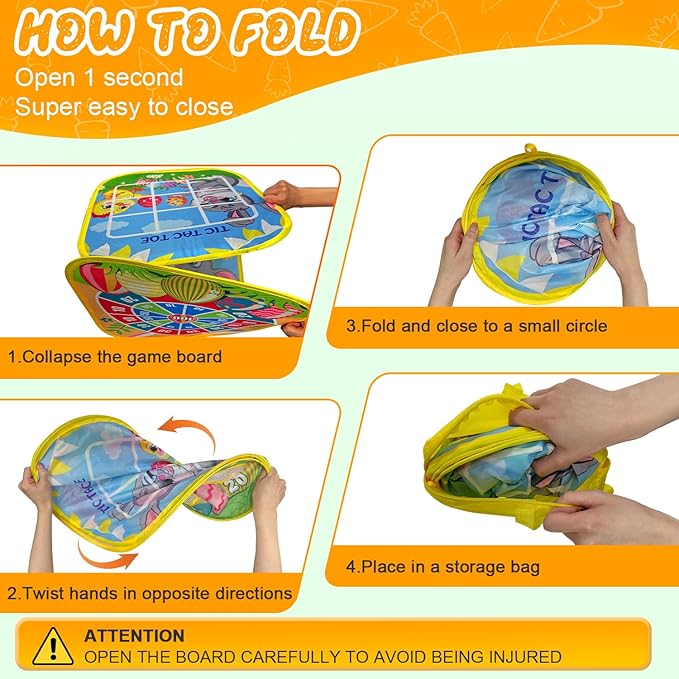 Outdoor Games for Kids Ages 1-10, 3-in-1 Bean Bags Toss Party Games with Cornhole Game & Tic-Tac-Toe | Outdoor Indoor Toys, Family Party Game Toy Present for Girls Boys Birthday