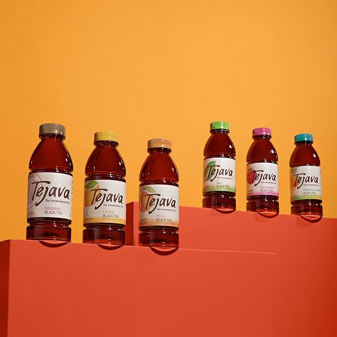 Tejava Original Unsweetened Black Iced Tea, 12 Pack, 16.9oz PET Bottles, Non-GMO, Kosher, No Sugar or Sweeteners, No calories, No Preservatives, Brewed in Small Batches