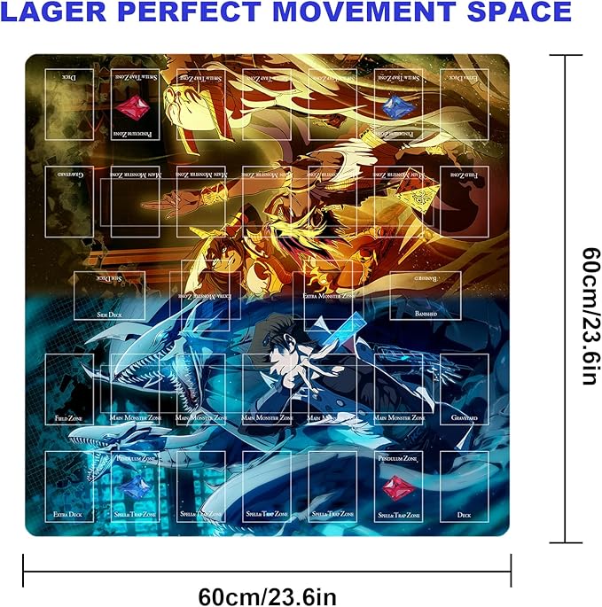 Card Rubber Mat - 2 Player, Square playmat for Gamer 60x60cm/23.6x23.6inch