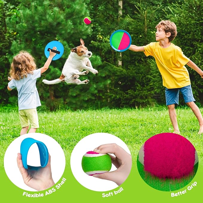 Toss and Catch Ball Set for Toddlers, Kids and Adults - 6 Pack - Kids Toys Outdoor Indoor - Sturdy & Water-Resistant, Great Game for Beach, Pool and Yard - Classic Gift for Boys Girls