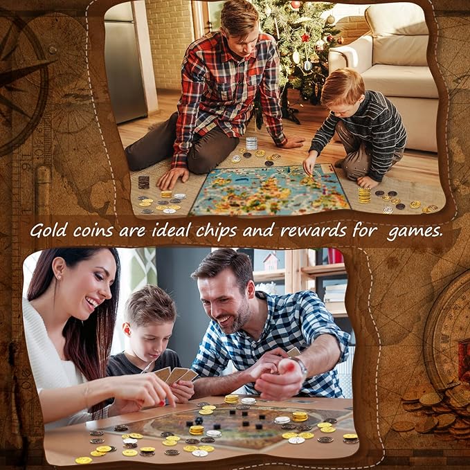Hanaive 500 Pcs Plastic Pirate Gold Coins Spanish Doubloon Replicas Bulk Kids Fake Play Coins for Pirate Party Treasure Chest Board Games Tokens Toys Cosplay(Cross)