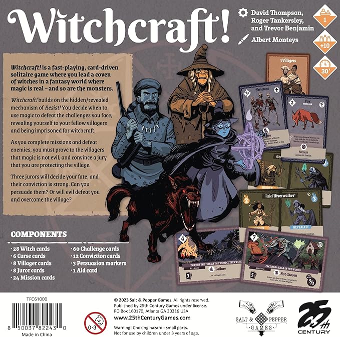 Witchcraft, Fast Playing Solitaire Card Game to Lead a Coven of Witches and Save The Village - 25th Century Games