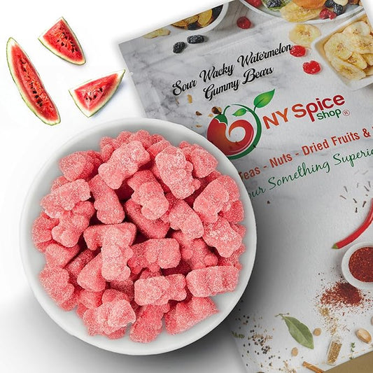 NY Spice Shop Wacky Watermelon Sour Gummy Bears Bulk - 1 Pound Gummies Bears Candy - Sour Gummies Fruit Snacks - Chewy Super Candy - Flavor Gummy Candies - Gummi Bear Gift For All Occasions