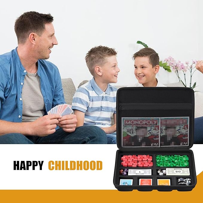 BRAPPO Hard Portable Board Game Case with Removable Tray Compatible with Monopoly,Sorry, Sequence, Candy Land etc Various Board Games.(Case only)(Black)