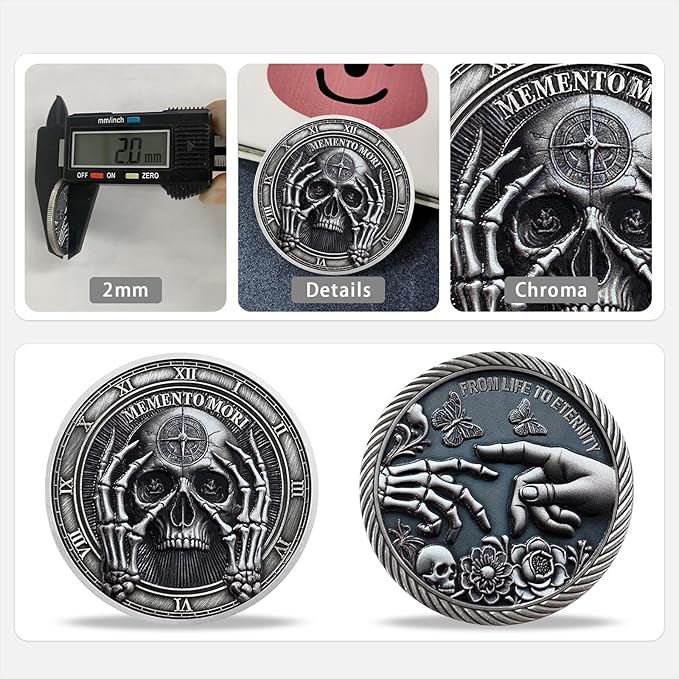 Memento Mori Coin Momento Mori Coin Skull Coin Stoic Gifts Memento Mori Calendar Living Memento Mori Amor Fati Coin (Facepalm Skull)
