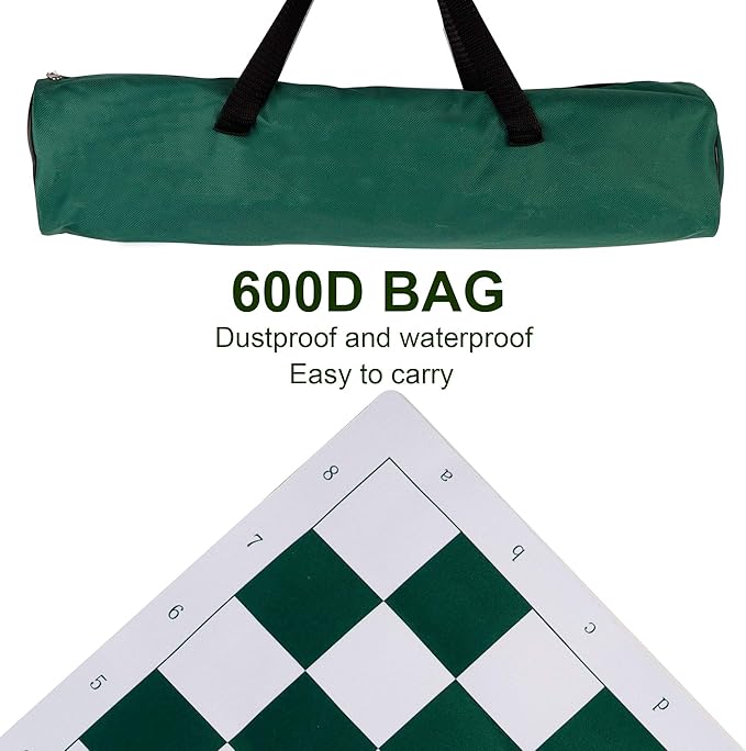 Juegoal 20" Portable Chess & Checkers Set, 2 in 1 Travel Board Games for Kids and Adults, Folding Roll up Chess Game Sets, Extra 26 Checker Pieces, Tournament Thick Mousepad Mat with Storage Bag