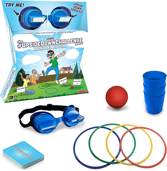 Vango The UpsideDownChallenge Game Backyard Edition for Kids & Family - Complete Fun Outdoor Challenges with Upside Down Goggles - for Game Night and Lawn Parties - Ages 8+