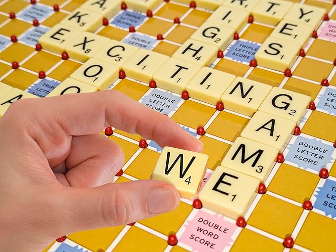 Tile Lock Scrabble by Winning Moves Games USA, Innovative Gameboard "Locks" Tiles In Place, for 2 to 4 Players, Ages 8 and Up