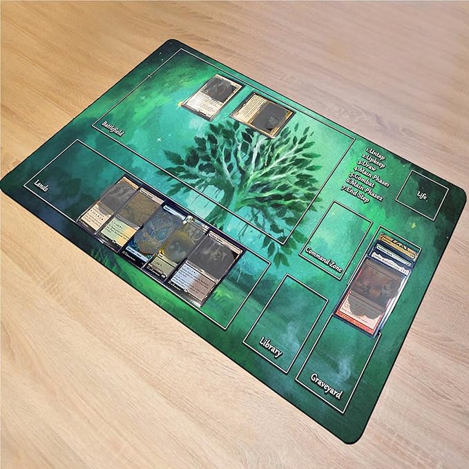 AI Painting TCG Playmat - MTG Trading Card Game Mat with Zone, 24x14 Inches Original Playmats, Smooth Surface for Rubber Collection - Dark Swamp Design 411-062