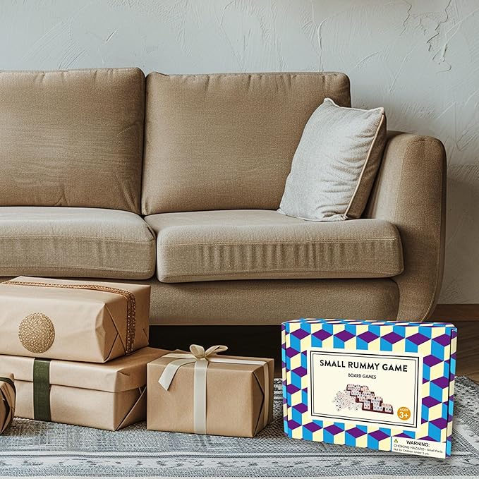 106 Rummy Tiles Set with 4 Double Tile Holders - Compact Travel Size, Classic Rummy Game for Adults, Kids & Family - 2-4 Players - Perfect for Parties, Travel & Family Game Night