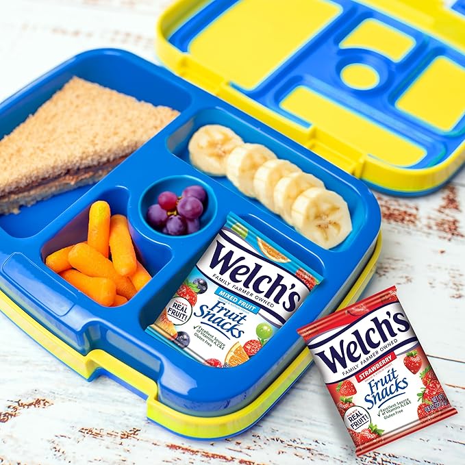 Welch's Fruit Snacks, Mixed Fruit & Strawberry Snack Box, Gluten Free, 0.8oz Snack Packs (Pack of 60)