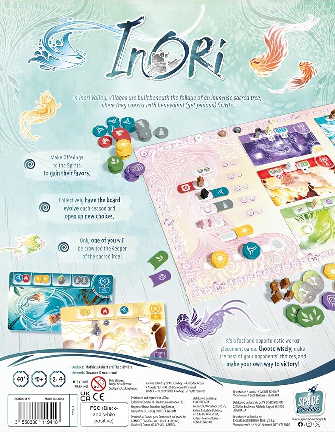 Inori Board Game - Cooperative and Competitive Worker Placement Strategy Game, Fun Family Game for Kids and Adults, Ages 10+, 2-4 Players, 40 Minute Playtime, Made by Space Cowboys