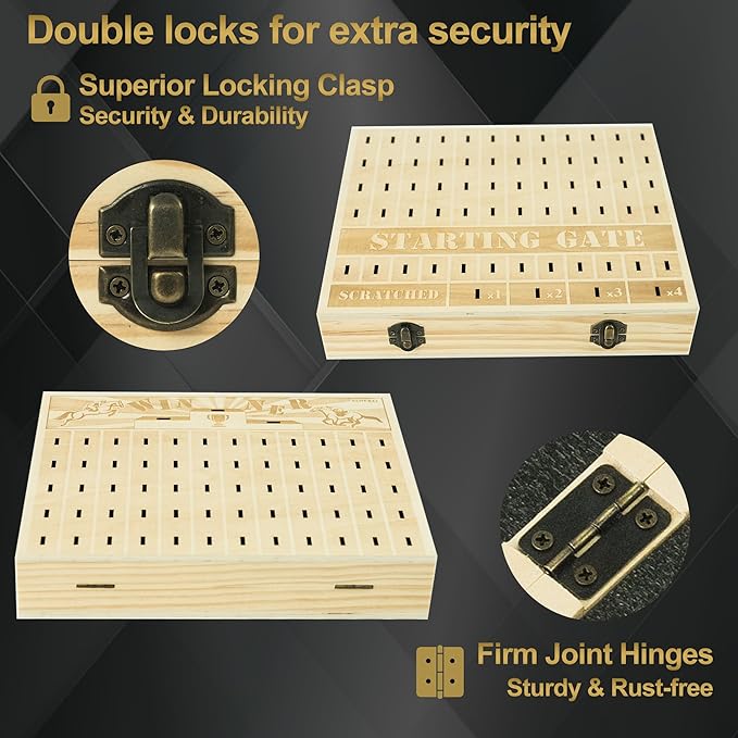 Foldable Horse Race Board Game, Family Dice Game with Solid Wood Board, 12 Horses, 2 Pokers, 100 Chips, Fair Horse Racing Game, Easy Storage, Parties, Family Nights, Gifts, GSM201