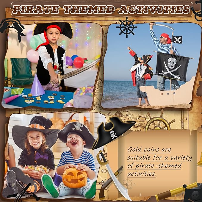 Hanaive 500 Pcs Plastic Pirate Gold Coins Spanish Doubloon Replicas Bulk Kids Fake Play Coins for Pirate Party Treasure Chest Board Games Tokens Toys Cosplay(Cross)